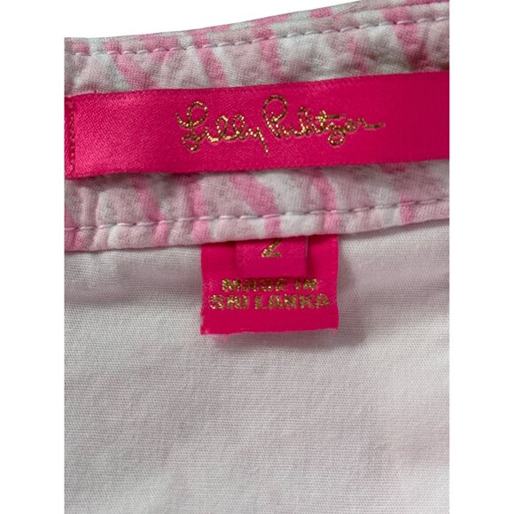 Lilly Pulitzer Womens Mini Skirt Pink White Sea Shell Print Cotton Size 2 - Picture 3 of 8